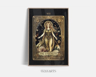 Strength Tarot Card Print: Mystical Celestial Wall Art (Digital Download)