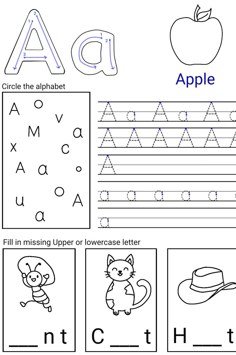 Printable Alphabet Worksheets Preschool Handwriting and - Etsy UK