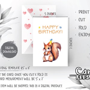 Digitale afdrukbare 5x7-inch wenskaart, gelukkige verjaardagskaart en e-kaart + gratis A7 liefdesenvelopsjabloon bij aankoop