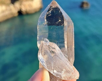 Optical Himalayan Hashupi Quartz Crystal, Self Healed & Barnacle Crystals_73gr