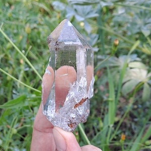 Optical Himalayan Hashupi Quartz Crystal, Record Keeper, Self Healed, DT, Penetrator w Rainbows_90gr zdjęcie 1