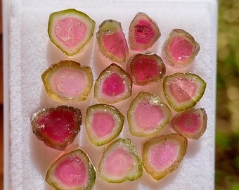 High Quality Watermelon Tourmaline Gemstone Slices\ Tourmaline Earrings\ Tourmaline Pendant\ Heart Shape Watermelon Tourmaline