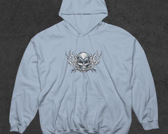 Felpa con cappuccio Reese's Light Blue Skull, Felpa con cappuccio Vintage, Felpa con cappuccio Y2K