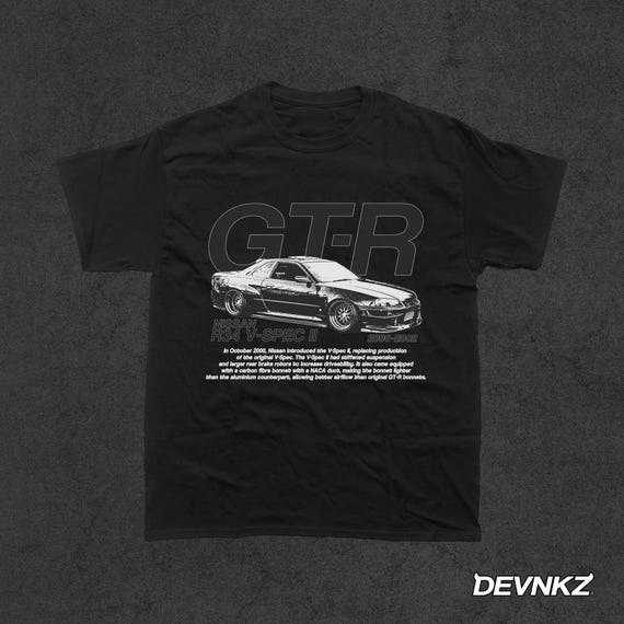 GTR R34 V-SPEC II Nissan Graphic T-shirt, 90's Car Shirt - Etsy
