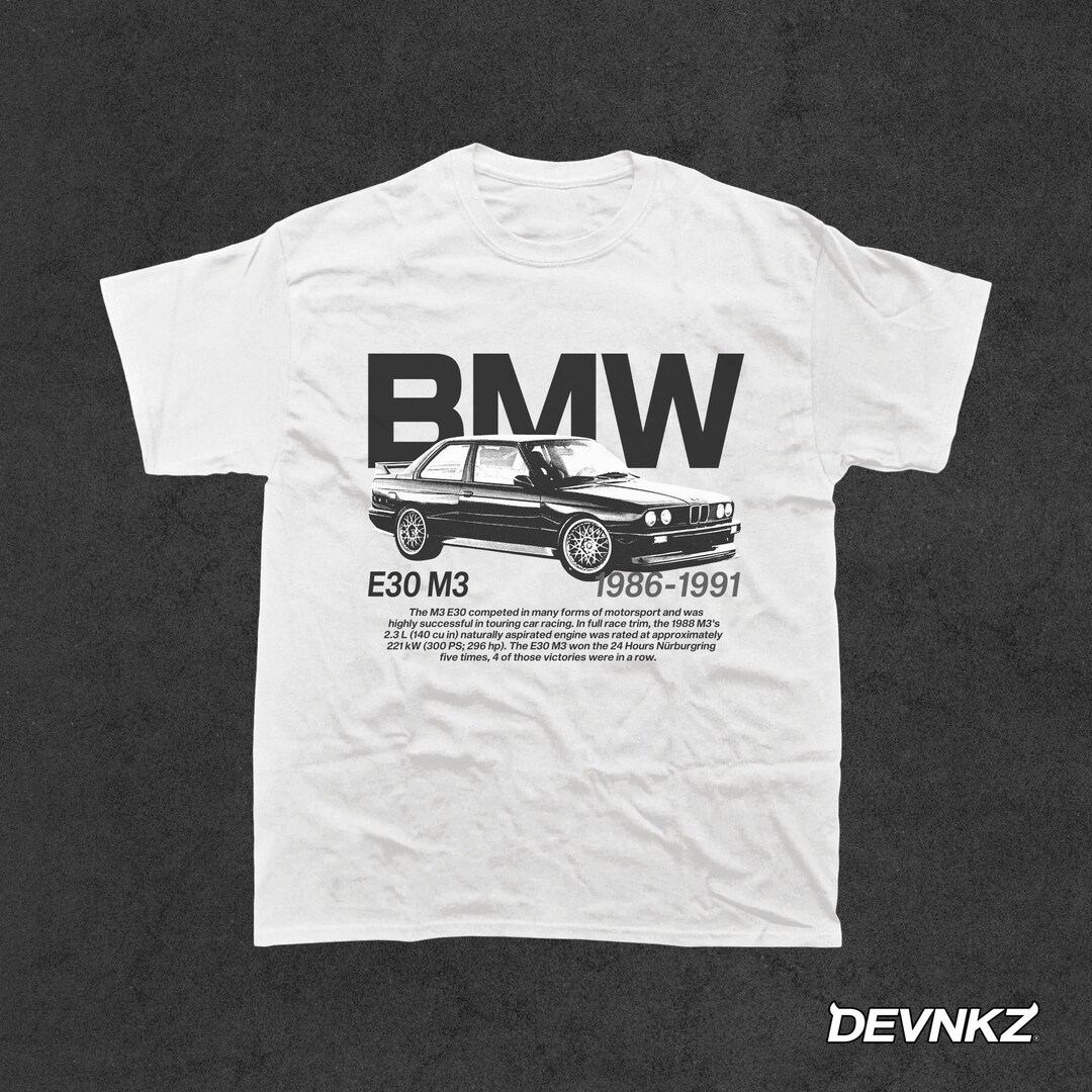E30 M3 Classic Drift BMW Car Tuning T-Shirt – 100% Cotton, S-5XL, Customizable – BurnTheBeans