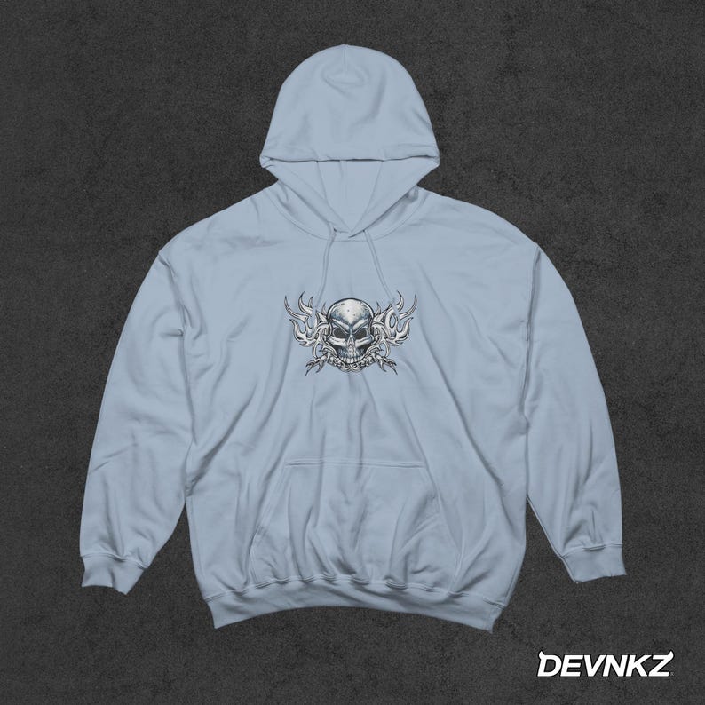 Reese's hoodie met lichtblauwe schedel, vintage hoodie, Y2K-hoodie afbeelding 1