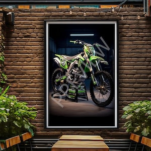 Enduro Poster, Green Theme Moto, Metal Print, Motocross Wall Decor Fabric, Dirt Bike Wall Art, Motorcycle Sport Art, Men Cave Puzzle Magnet