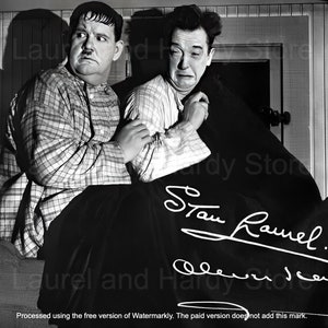 Laurel and Hardy Signed Digital Download Wall Art Print Classic Hollywood Comedy The Live Ghost Vintage 1930'S