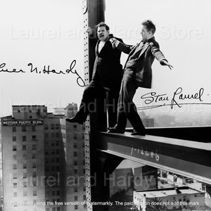 Laurel and Hardy New York Skyscraper Funny Comedy Signed Wall Art