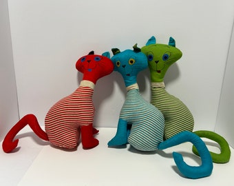 Set of Three 1960's Cat Stuff Toys Made in Japan