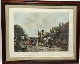 Framed "The Last Journey on the Road" Lithograph Print Engraved by Charles Rosenburg