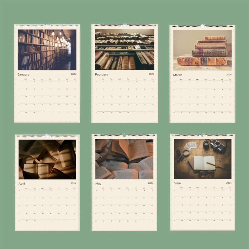 2025 Calendar in the Book Theme Wall Calendar Gift for Book Lovers Etsy
