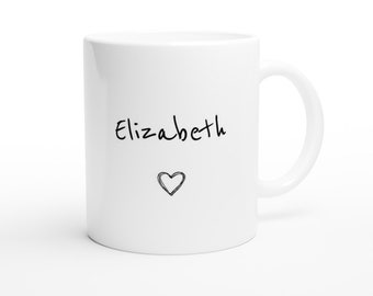 Personalized Mug with Heart, Custom Name Mug, Name Mug Personalized, Custom Coffee Mug, Personalized Coffee Mug, Personalized Name