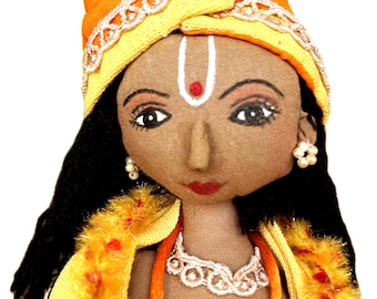 Muñeco de Krishna / Muñeco de pie hecho a mano como el dios Krishna, decoración tradicional, muñeco de algodón ecológico con vestido indio Dhoti