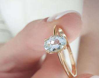 Natural Aquamarine Ring, March Birthstone, Unique Aquamarine Ring, Elegant Engagement Ring, Aquamarine Statement Ring, Anniversary Jewelry