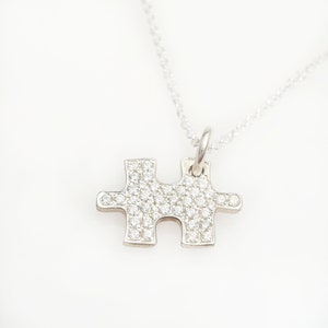 Natural Diamonds Gold Puzzle Necklace, Matching puzzle piece, Best friends necklace, Piece friendship necklace, Couple piece necklace