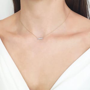Solid Gold Necklace With Natural Diamonds, Solid Gold Pendant, Minimalist Marquise Diamond Necklace, Gold Bridal Necklace, Gift for Women