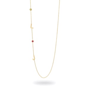 Massief gouden ketting met initiaal en geboortesteen, opvallend sieraad, uniek gepersonaliseerd cadeau