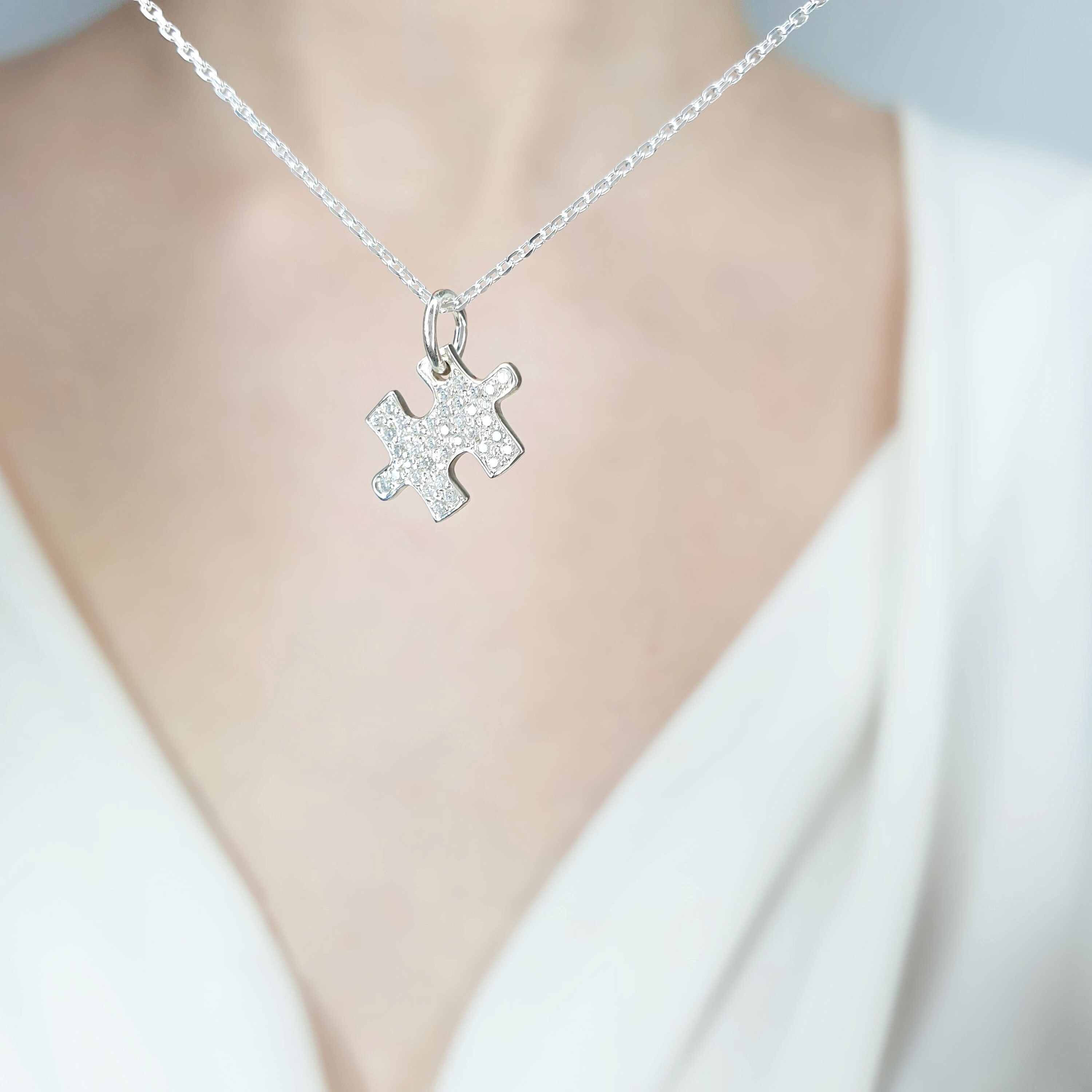 Diamond puzzle piece necklace matching puzzle piece best friends