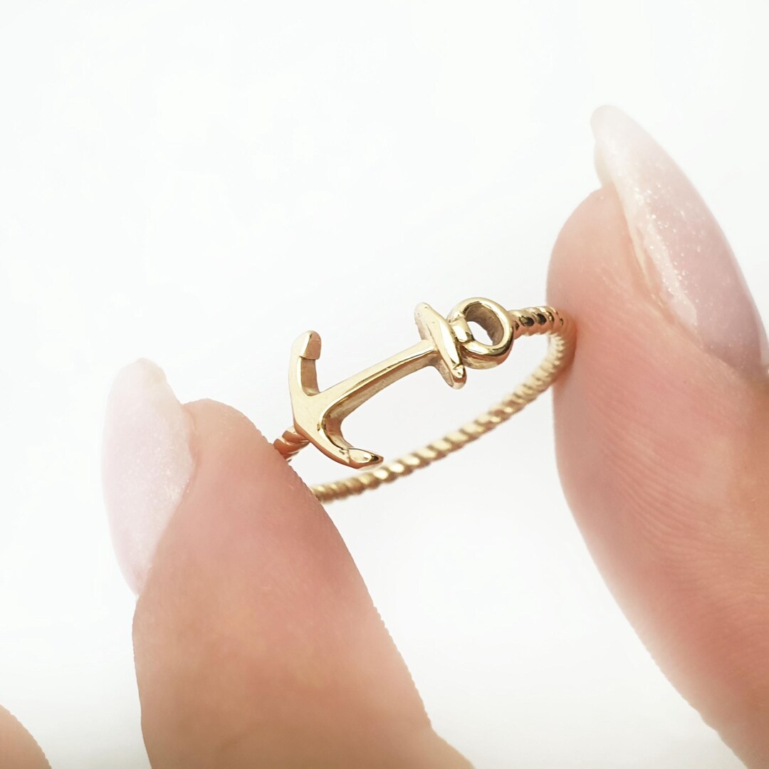 Nautical Rope Anchor Rings Solid Gold Anchor Ring, Nautical Rope Band, Handmade Jewelry, Timeless ...