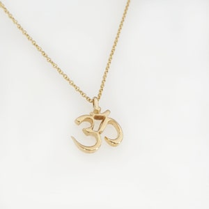 3om yoga necklace, Solid gold Om necklace, Energy simbol necklace, Namaste gold necklace, Gift jewelry for Yoga Teacher, Zen Gold Necklace