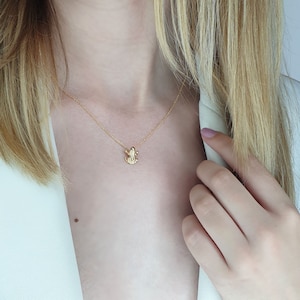 Solid Gold Frog Necklace, Blue Diamonds Frog Eyes Charm, Lucky Frog Jewelry, Gold Animal Necklace, Unisex Frog Necklace, Symbol Jewelry