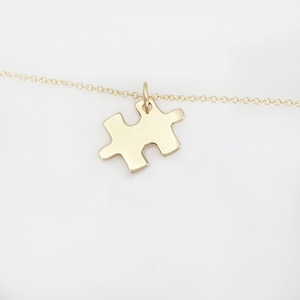 Solid Gold Puzzle pendant necklace, Matching puzzle necklace, Stackable charm necklace, Best friend necklce gifts, Personalized  necklace