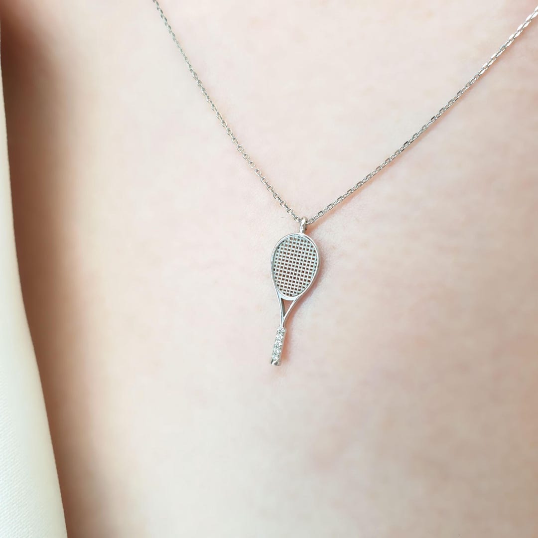 Handmade Solid Gold Diamond Tennis Racket Necklace, Timeless Gold - Etsy