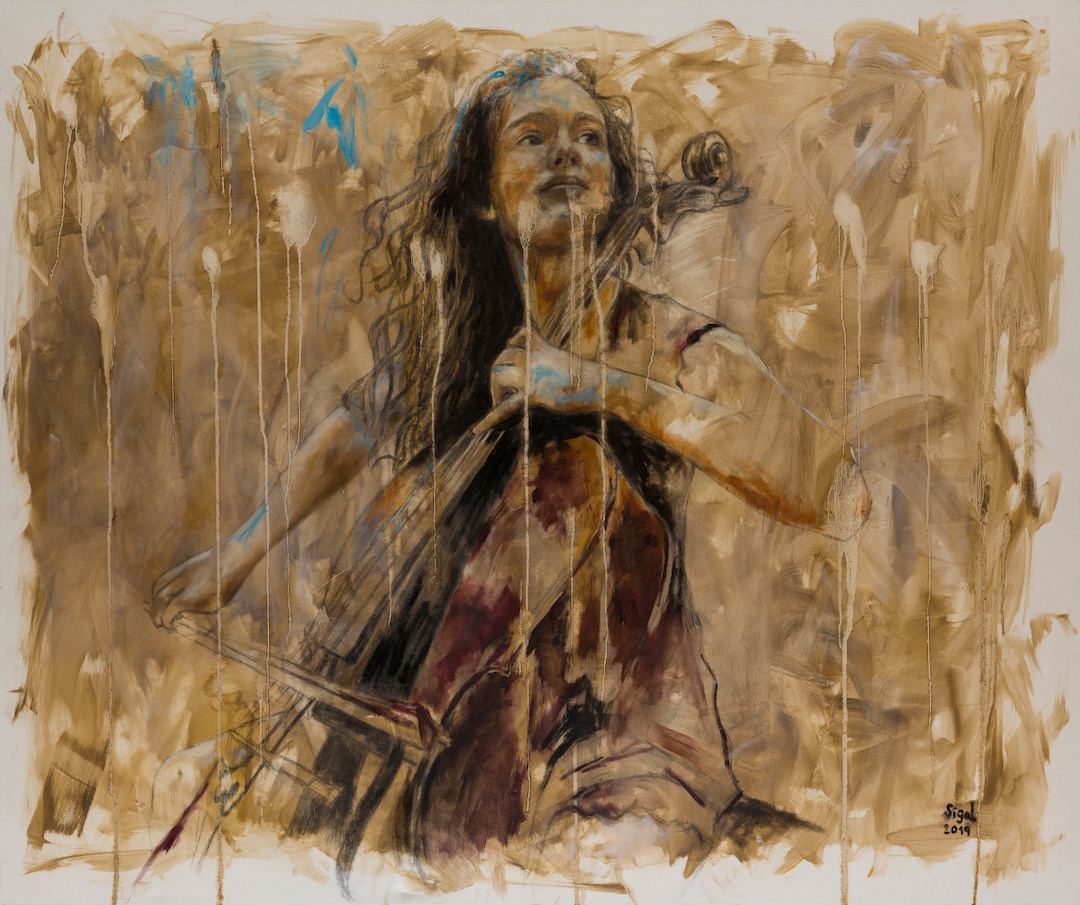 Original Signed Large Oil Painting of a Woman Playing the Cello - Etsy