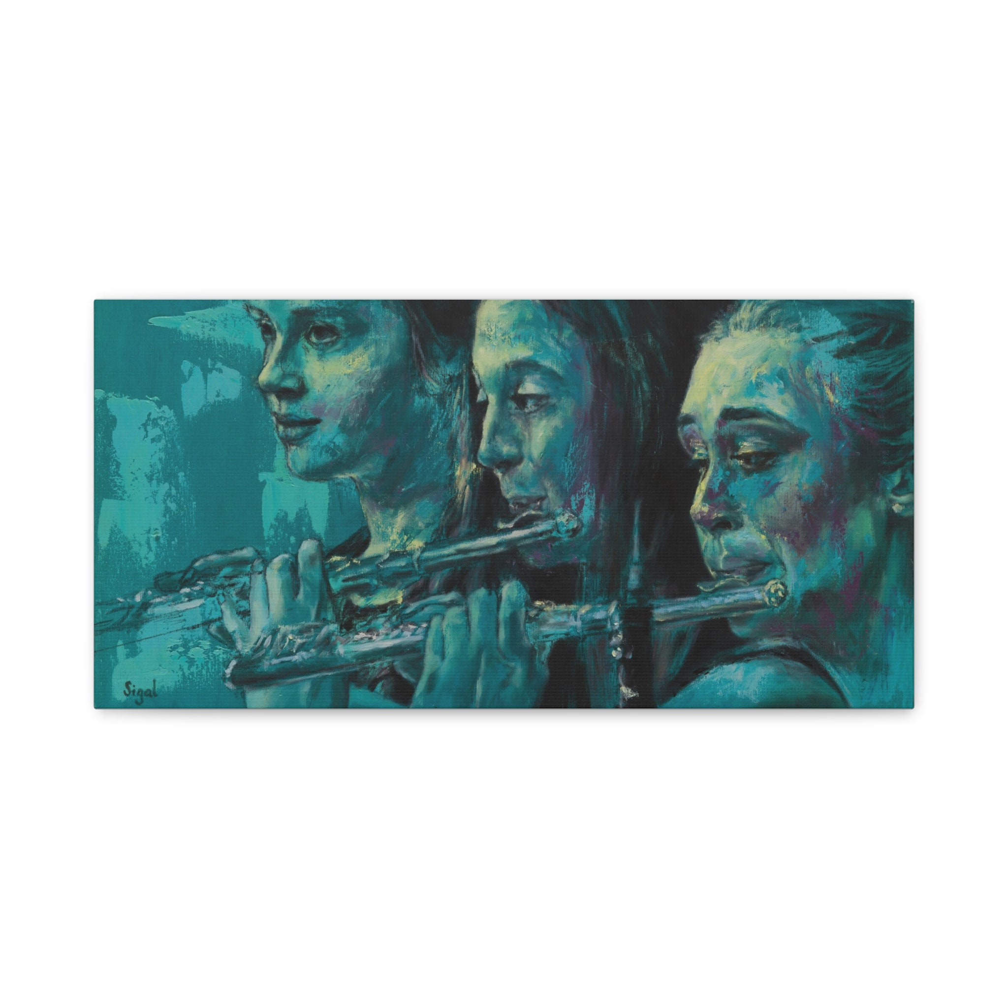 Sigal Miller painting print on canvas Woman Playing Flute