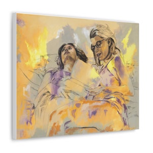 Lesbian Lovers Reading print on canvas, Wall Art, Unique Home Decor Artwork