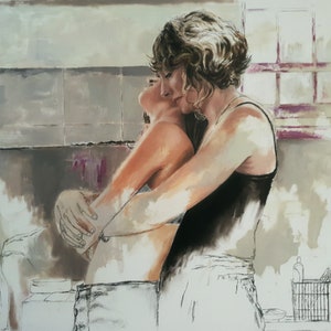 Lesbian Lovers print on canvas by Sigal Miller, Canvas Wall Art for Home Decor
