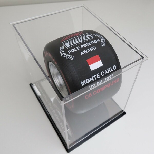 1/5th Charles Leclerc Monaco 2021 Pole Position Award Tyre Display (LARGE)