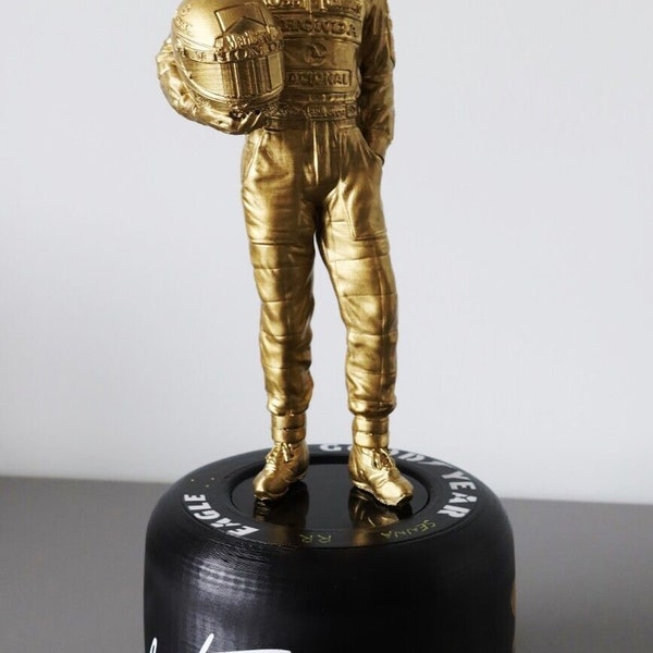 Ayrton Senna GOLD Figure & Tyre Statue Display Handmade (LARGE)