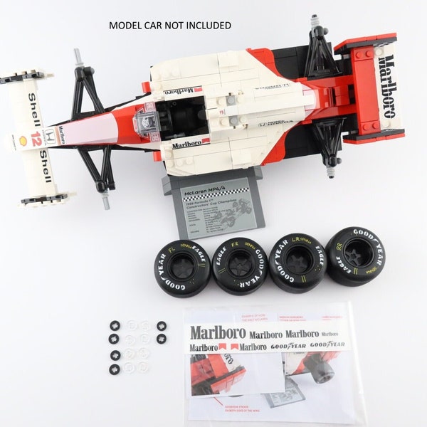 LEGO ICONS Ayrton Senna F1 McLaren Mp4/4 Goodyear Replacement wheels, tires and Marlboro stickers