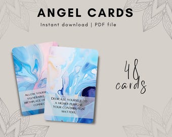 Angel Oracle Cards Printable – 48 Spiritual Guidance & Affirmation Cards PDF
