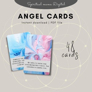 48 tarjetas con mensajes de ángeles para imprimir: viaje espiritual en formato PDF: afirmaciones diarias, guía celestial y sabiduría divina: baraja de autorreflexión
