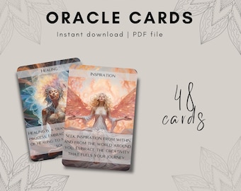 Baraja de cartas del Oráculo imprimible: Guía espiritual, visión diaria (Descarga PDF)