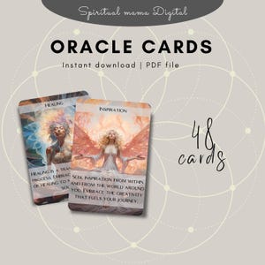48 cartas del oráculo en formato PDF para imprimir: guía divina para el viaje espiritual, mensajes angelicales, percepción diaria, autorreflexión y crecimiento personal