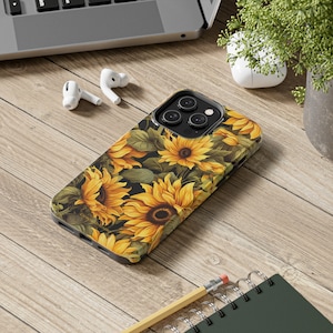 Sunflower iPhone Case: Elegant Floral Pattern, Impact Resistant