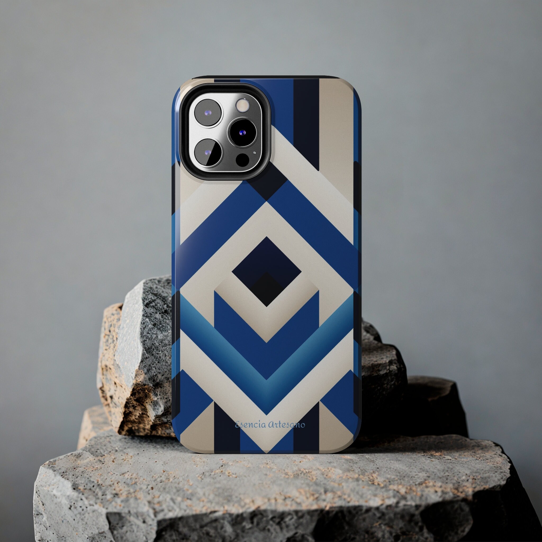 Patterned Iphone Case Creative Handrawn Geametric Patterned iPhone Case / Blue and White ...