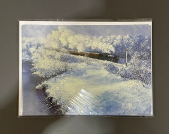 Railway Christmas Card, Pack of 5 - 2857 Snow In The Valley, Artist John Austin