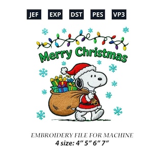 Snoopy Holiday Embroidery Pattern – Christmas Design & PNG Digital Download