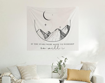 If The Stars Were Made To Worship So Will I Bible Verse Tapestry Christian Tapestry Scripture Tapestry Christian Wall Art Nursery Wall Art