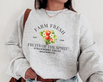 Sudadera de fresa Fruto del espíritu Suéter Versículo bíblico Sudadera Ropa de Jesús Mercancía cristiana basada en la fe