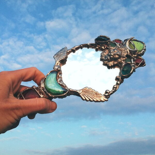 Antique Stained Glass Mirror Etsy