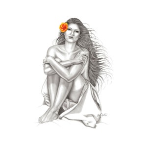Hawaiian Wahine Wall Art "Hibiscus Beauty" | Multiple Sizes | Home Decor | Hawaii Girl Wall Decor I Eclectic Home Decor I SHIPS UNFRAMED