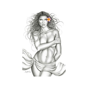 Hawaiian Wahine Wall Art "Mistique" | 8" x 10" | Home Decor | Hawaii Girl Wall Decor I Eclectic Home Decor I SHIPS UNFRAMED
