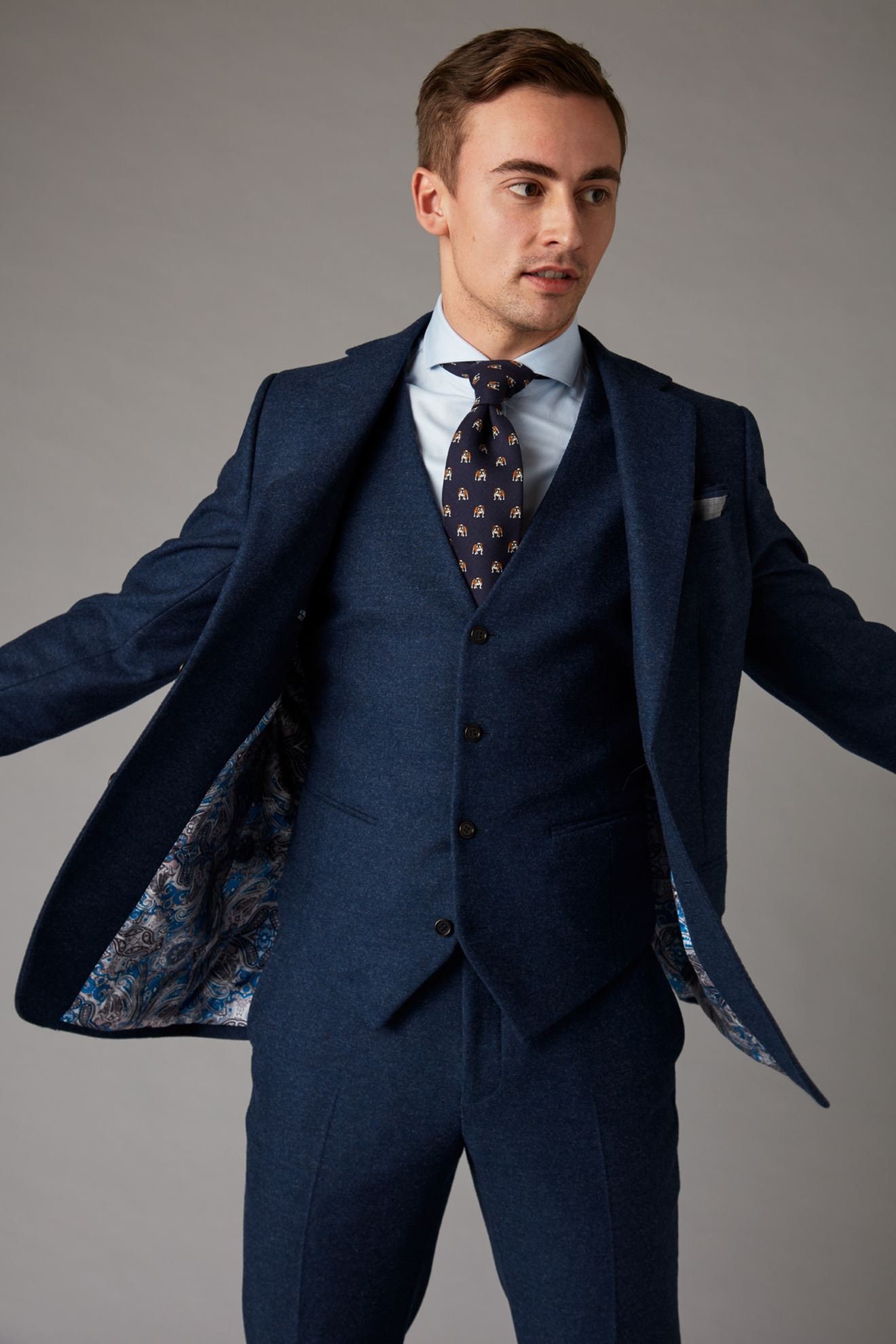 Threepiece Pure Wool Tweed Effect Suit Made to Measure Etsy