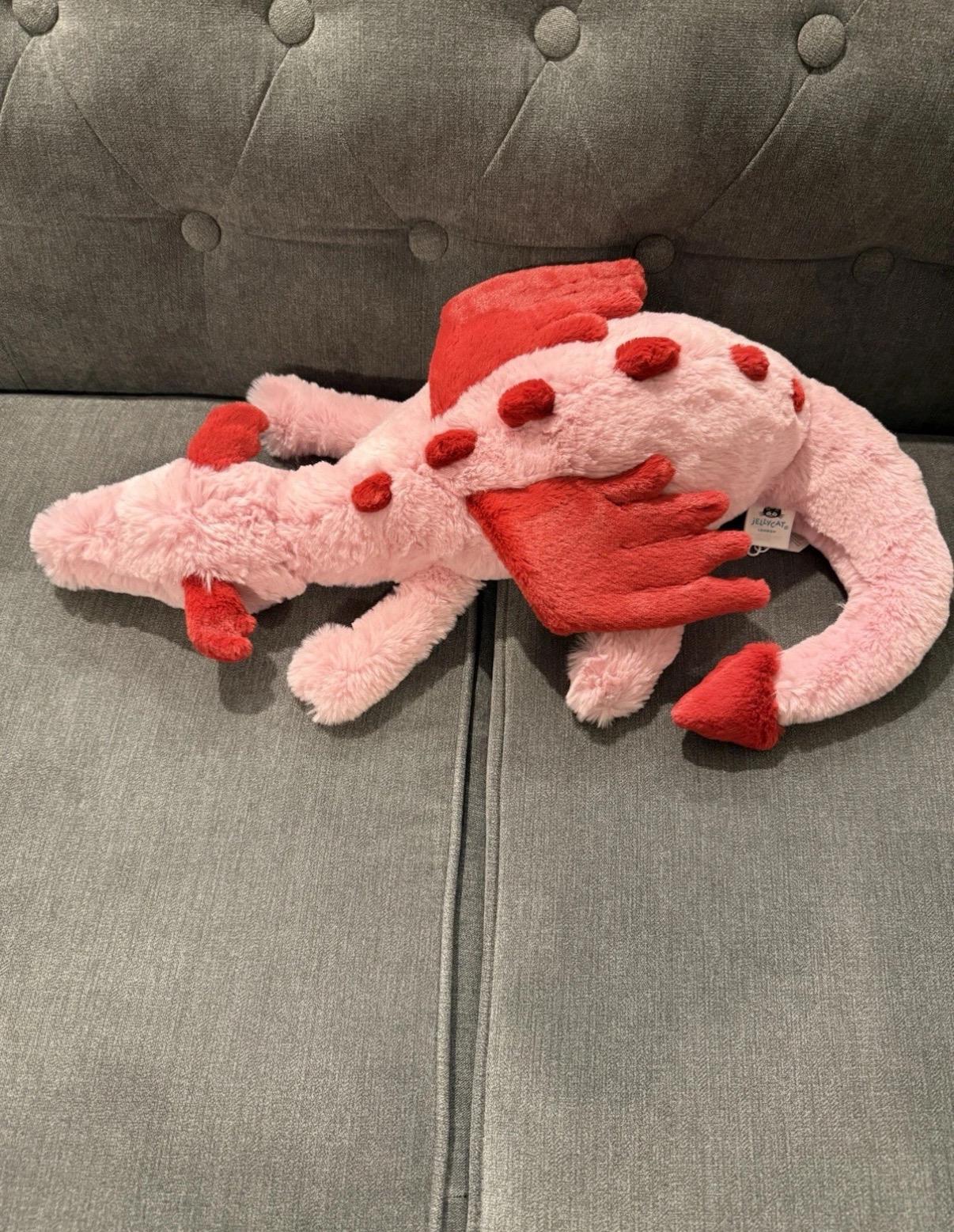 Jellycat Large Heart Dragon One Size BNWT VAL2DD Valentines Day 